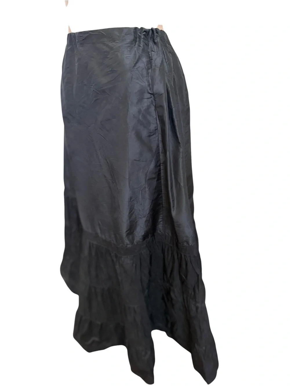 J.Crew Black 100% Silk Tiered Maxi Skirt | Taffeta | Size 8 vintage 2000’s